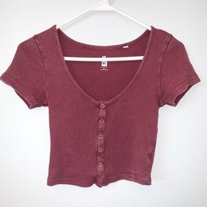 Pacsun cropped waffle material Tee